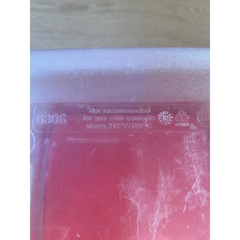 Rubbermaid Commercial Square Storage Container 6 Qt Clear Red Lid‎ Handles 6306